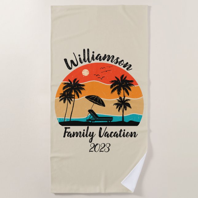 Personalised family vacation beach towel (Front)