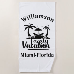 Personalised family vacation beach towel
