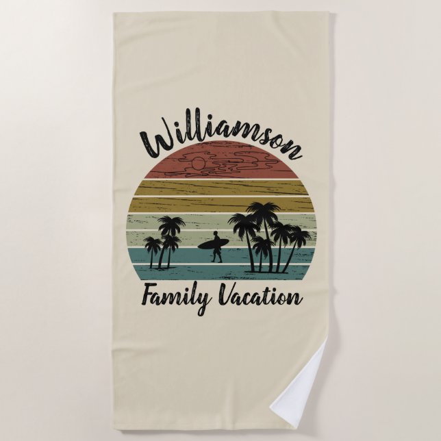 Personalised family vacation beach towel (Front)