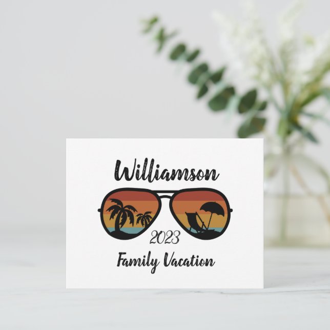 Personalised family vacation holiday postcard (Standing Front)