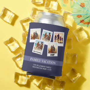 Personalised Family Vacation Modern Snapshot Style Can Cooler