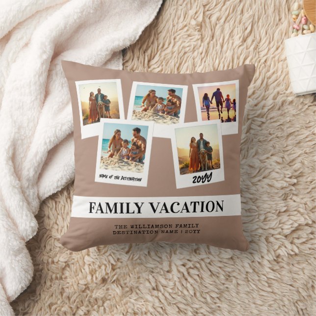 Personalised Family Vacation Modern Snapshot Style Cushion (Blanket)
