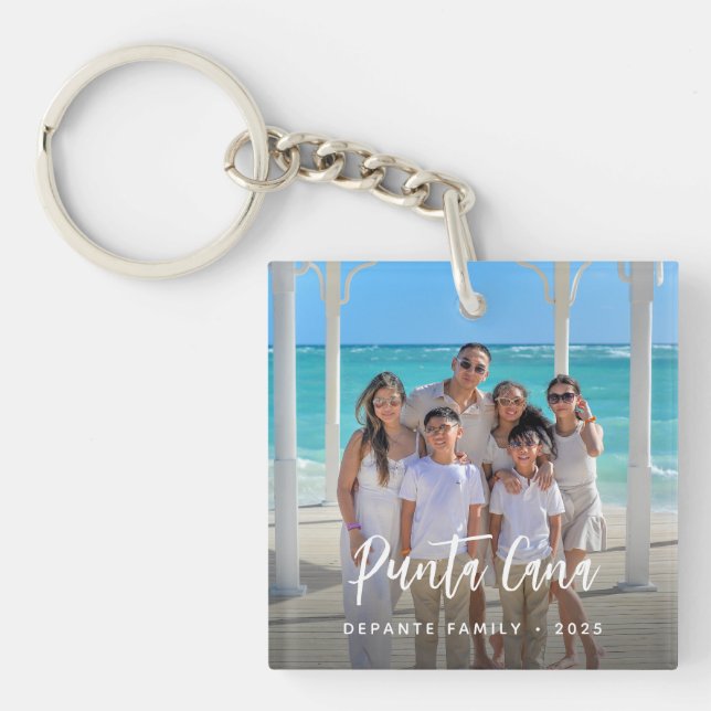 Personalised Family Vacation photo destination  Key Ring (Front)