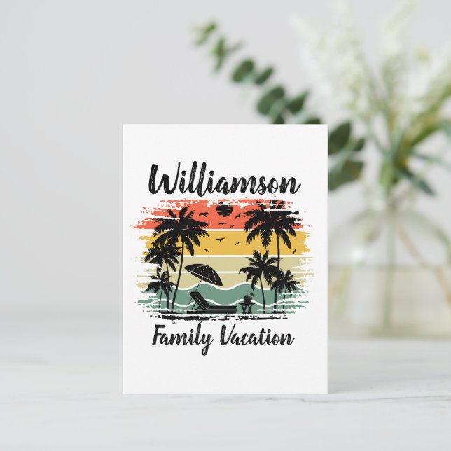 Personalised family vacation postcard (Standing Front)