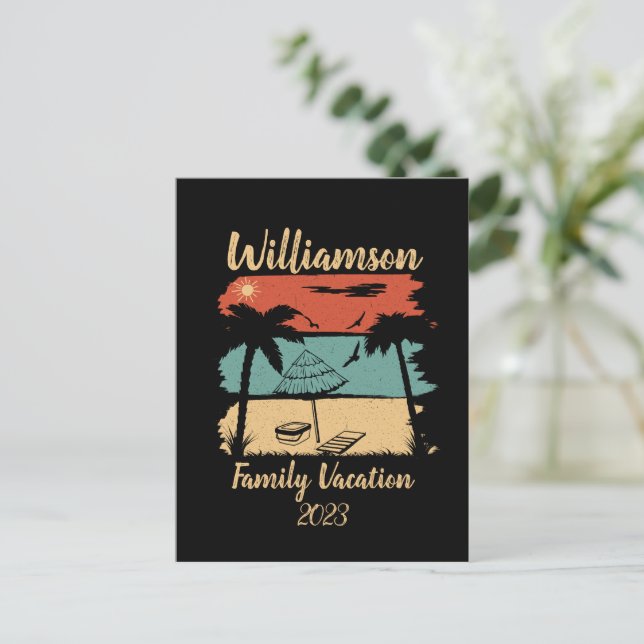 Personalised family vacation postcard (Standing Front)