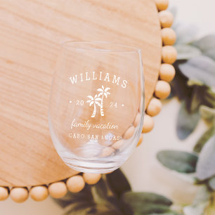 Personalised Family Vacation Stemless Wine Glass