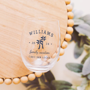 Personalised Family Vacation Stemless Wine Glass