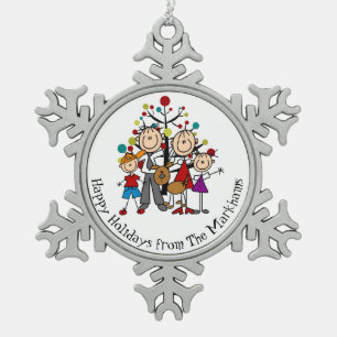 Personalised Family With Dog Snowflake Ornament