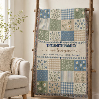 Personalised Family Woven Throw Blanket