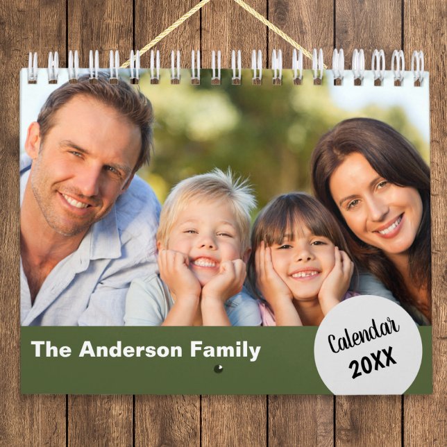 Personalised Family Year Photos Monthly Calendar (An attractive custom wall calendar, to personalize with favorite family photos, name and year)
