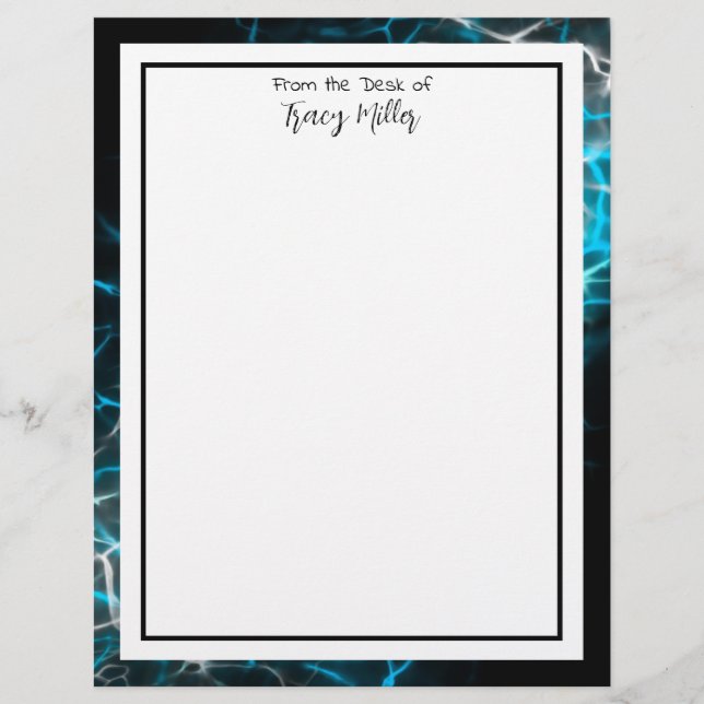 Personalised Fancy Black and Blue Marble    Custom Letterhead (Front)