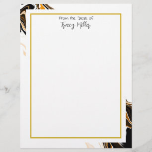 Personalised Fancy Black and Gold Marble Custom Letterhead