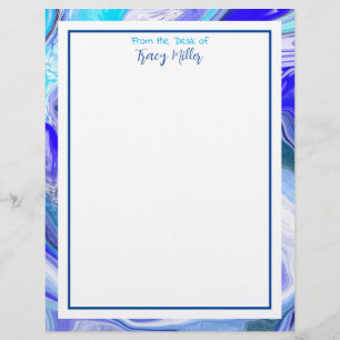 Personalised Fancy Blue Marble Custom Letterhead