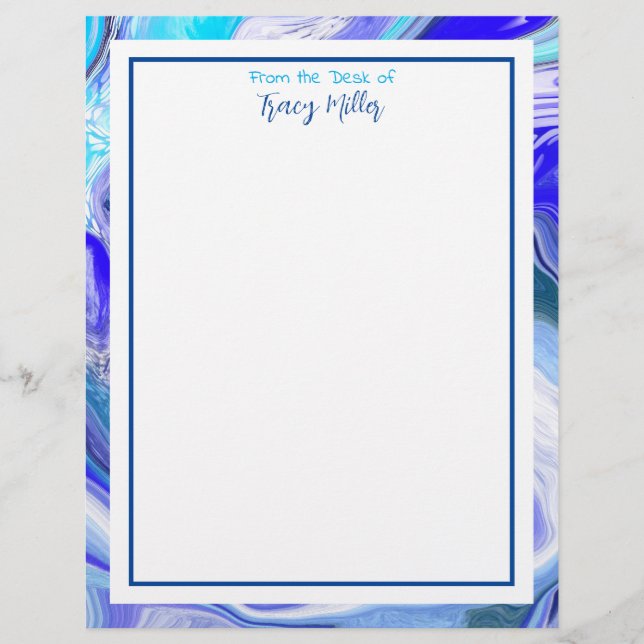 Personalised Fancy Blue Marble Custom Letterhead (Front)