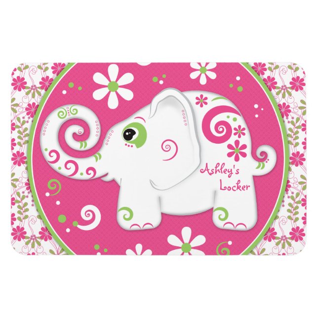 Personalised Fancy Decorated Elephant Flat Magnet (Horizontal)