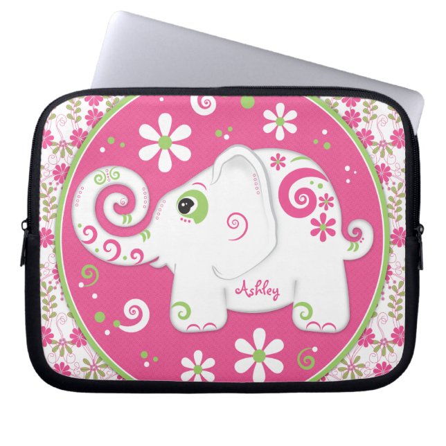 Personalised Fancy Elephant Laptop Sleeve (Front)