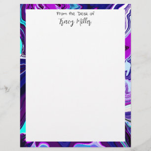 Personalised Fancy Fluid Art Purple and Blue Custom Letterhead