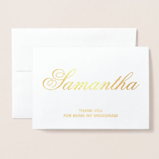 Personalised Fancy Script Bridesmaid Thank You Foil Card