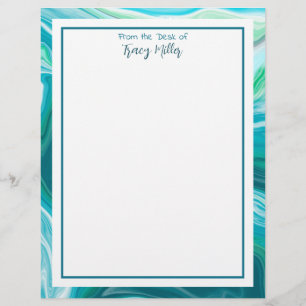 Personalised Fancy Teal and Blue Marble Custom Letterhead