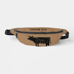Personalised fanny pack with black cow silhouette