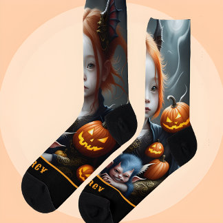 Personalised Fantasy Art Demon Halloween Socks