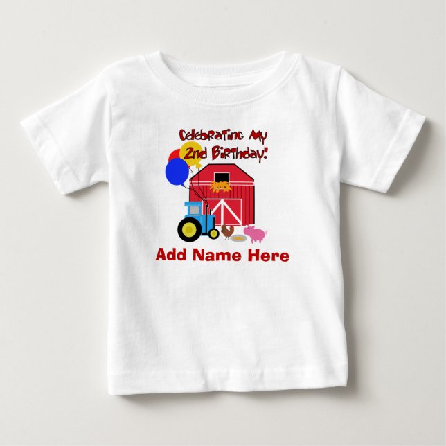 Personalised Farm 2nd Birthday Tshirt (Front)