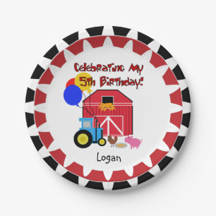 Personalised Farm 5th Birthday Paper Plates