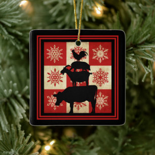 Personalised Farm Animals Country Christmas Ceramic Ornament