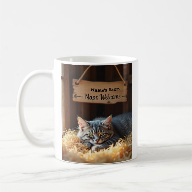 Personalised Farm Cat Ceramic Mug (Left)