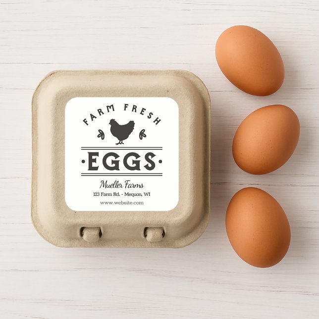 Personalised Farm Fresh Eggs Square Sticker (Personalized Square Farm Fresh Eggs Sticker)