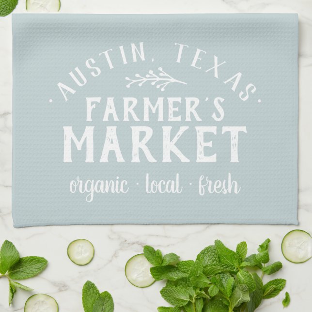 Personalised Farmer's Market | Farmhouse Kitchen T Tea Towel (Folded)