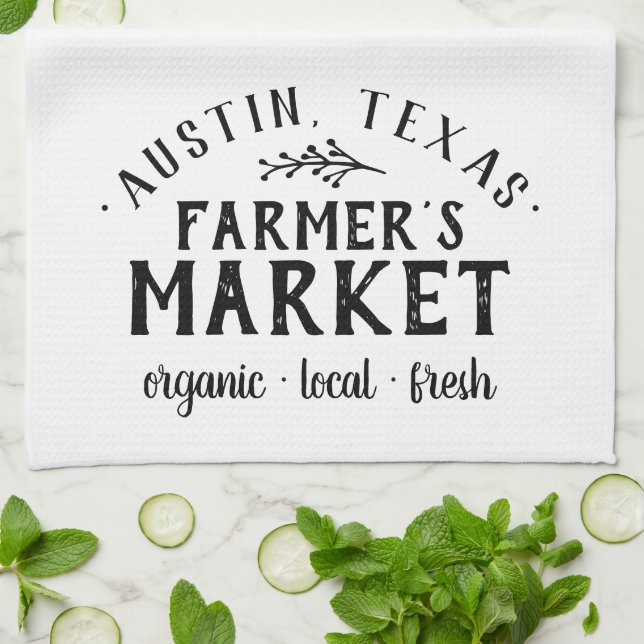 Personalised Farmer's Market | Farmhouse Tea Towel (Folded)