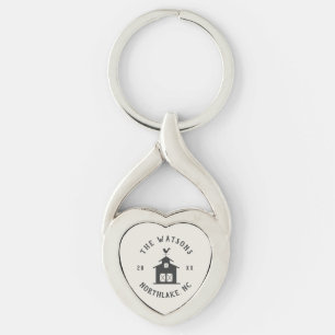 Personalised Farmhouse Barn Family Name Key Ring