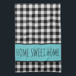 Personalised Farmhouse Black Buffalo Plaid Tea Towel<br><div class="desc">Personalised Farmhouse Black Buffalo Plaid kitchen towel
With a touch of teal,
Change the wording to your choice, </div>