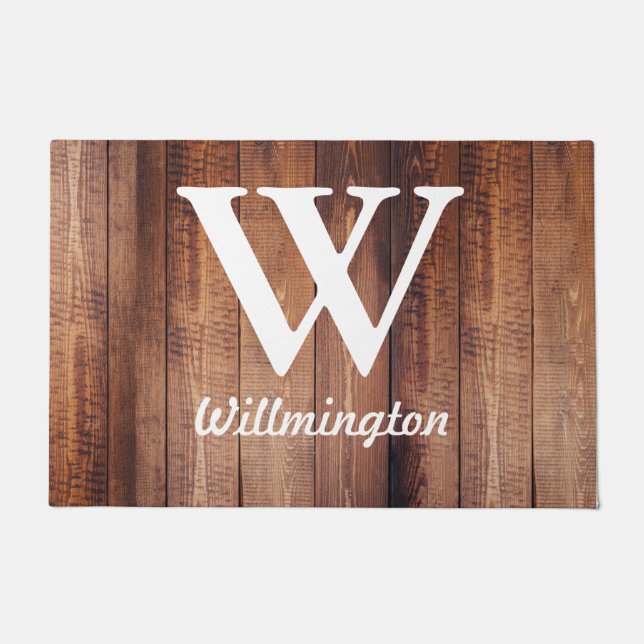 Personalised - Farmhouse Chic Barn Wood Planks Doormat (Front)