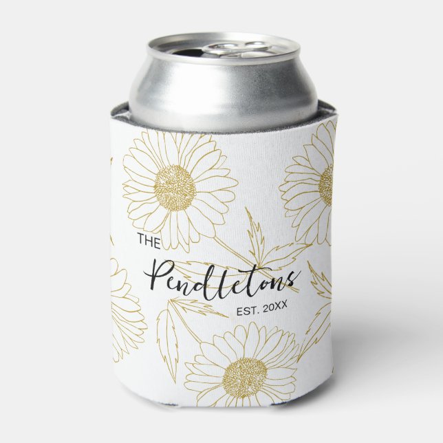 Personalised Farmhouse Chic Sunflower  Can Cooler (Can Front)