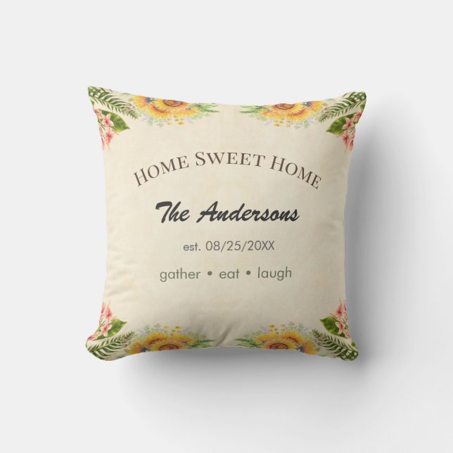 Personalised Farmhouse Cushion Custom Family Name  (Front)