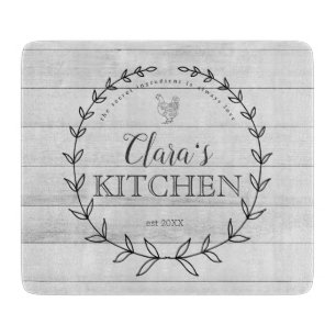 Personalised Farmhouse Grey Wood Cutting Board