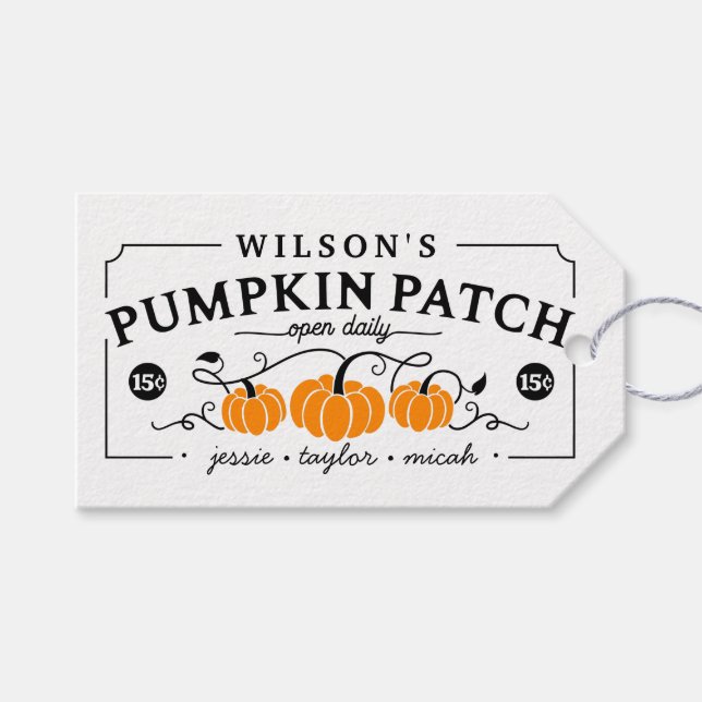 Personalised Farmhouse Pumpkin Patch  Gift Tags (Front (Horizontal))