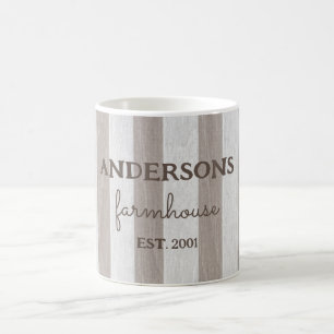 Personalised farmhouse rustic wood coffee mug