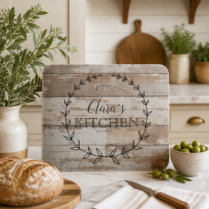 Personalised Farmhouse Rustic Worn Wood Cutting Board