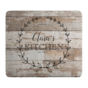 Personalised Farmhouse Rustic Worn Wood Cutting Board
