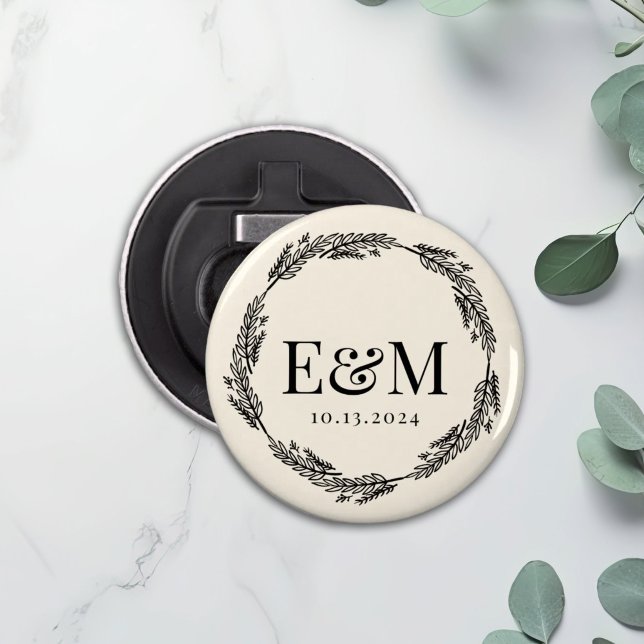 Personalised Farmhouse Wreath Button Wedding Favou Bottle Opener (Creator Uploaded)