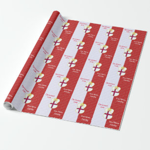 Personalised Faroe Islands Angel Flag Red White Wrapping Paper