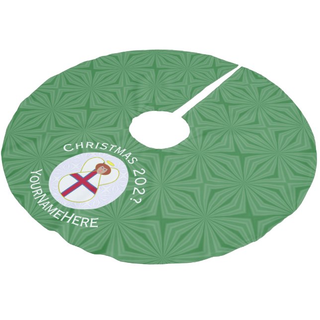 Personalised Faroese Angel Christmas Flag  Brushed Polyester Tree Skirt (Angled)