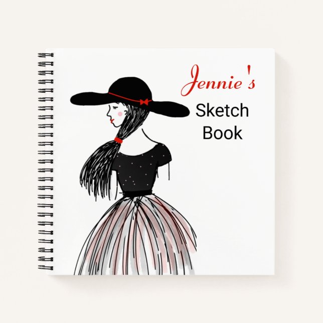 Personalised Fashion Sketchbook Notebook (Front)