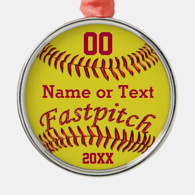 Personalised Fastpitch Softball Gifts for Girls Metal Tree Decoration (Front)