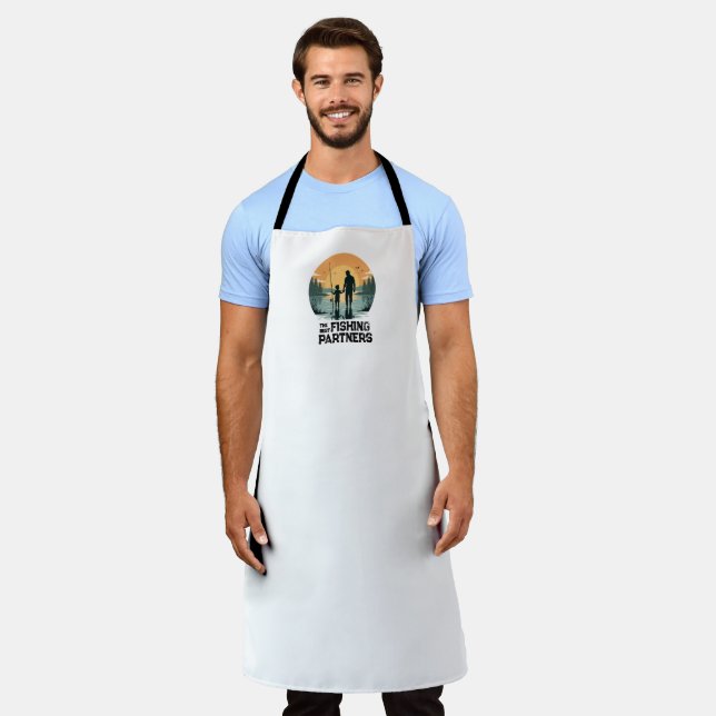 Personalised Father and Son Fishing Gift Apron (Worn)