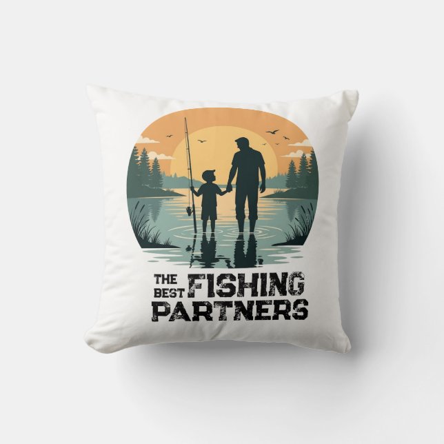 Personalised Father and Son Fishing Gift Cushion (Front)