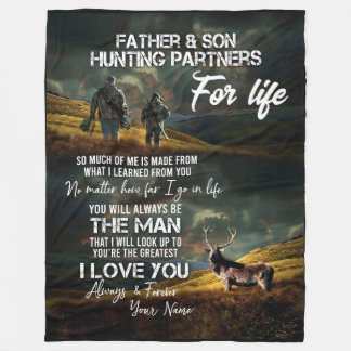 Personalised Father and Son Hunting Fleece Blanket